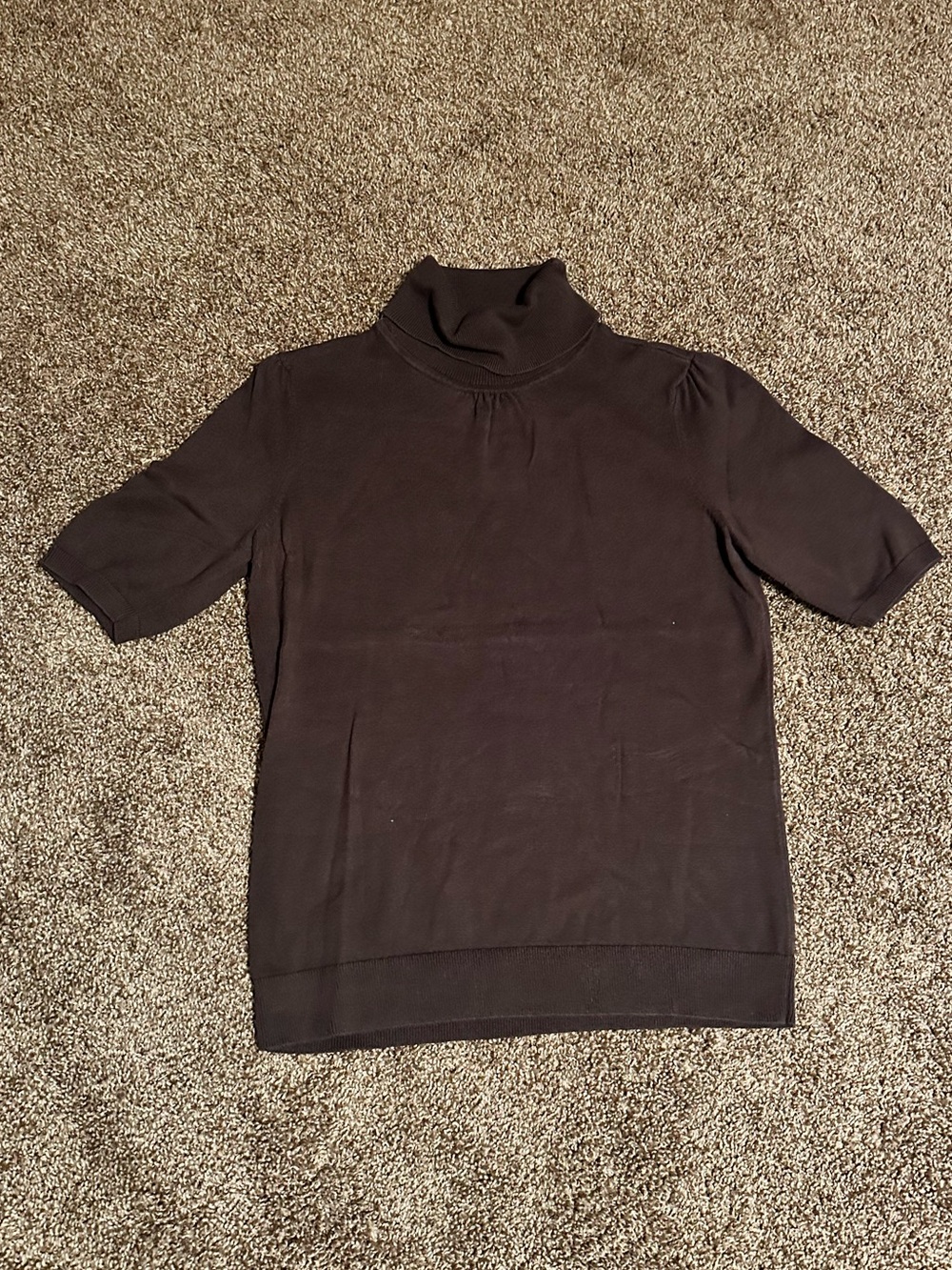 Chocolate Brown LOFT Short Sleeved Turtleneck Sweater size Medium
